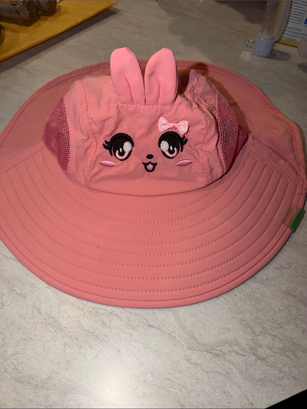 Pink Bunny Sun Hat with Cute Face